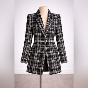 Zara Black and White Checkered Blazer